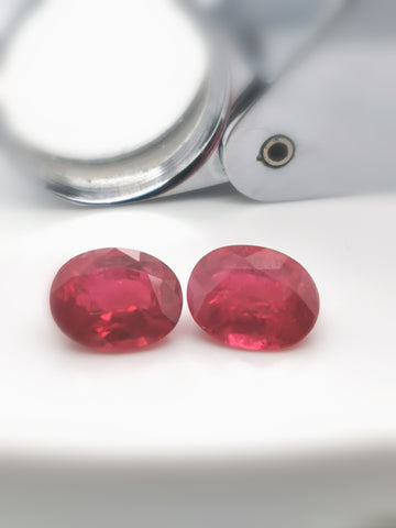 28015- Pair - 6,25ct  GRS Burma red