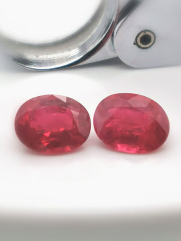 28015- Pair - 6,25ct  GRS Burma red