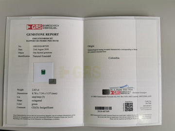 18270/5- 2,63ct - GRS Insignificant  Colombia